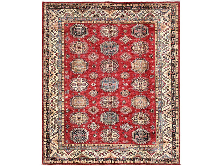 8'4" x 9'10" New Hand Knotted Red Wool Rectangle Oriental Rug - MOA10286267