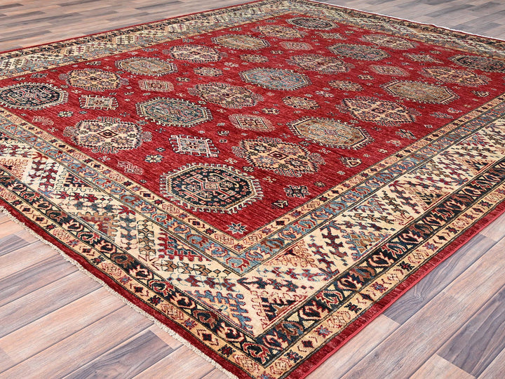 8'4" x 9'10" New Hand Knotted Red Wool Rectangle Oriental Rug - MOA10286267