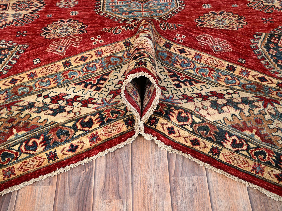 8'4" x 9'10" New Hand Knotted Red Wool Rectangle Oriental Rug - MOA10286267