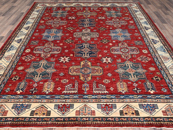 8'2" x 10'4" New Hand Knotted Red Wool Rectangle Oriental Rug - MOA10286269