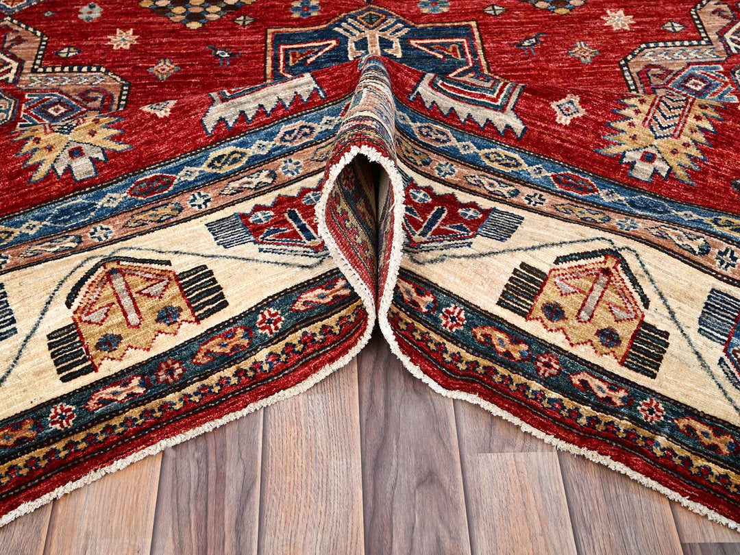 8'2" x 10'4" New Hand Knotted Red Wool Rectangle Oriental Rug - MOA10286269