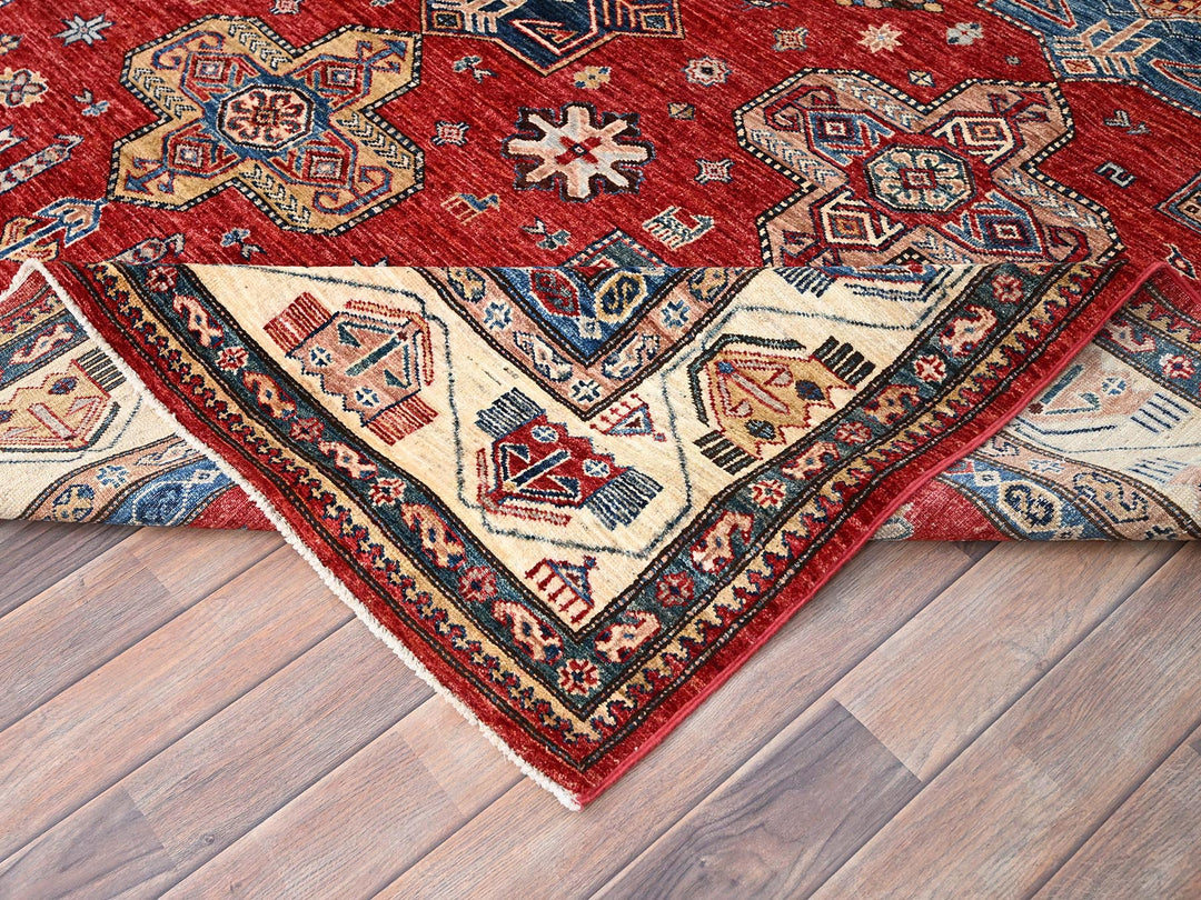 8'2" x 10'4" New Hand Knotted Red Wool Rectangle Oriental Rug - MOA10286269