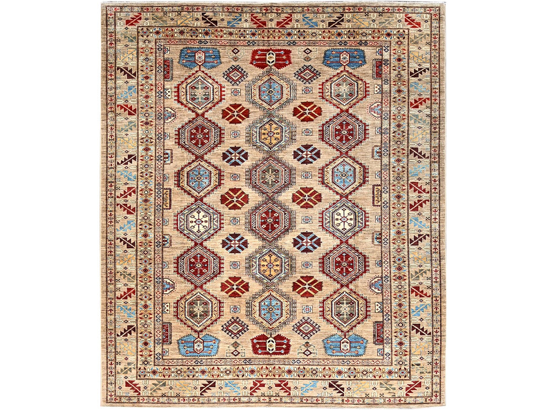 8'6" x 9'10" New Hand Knotted Brown Wool Rectangle Oriental Rug - MOA10286272