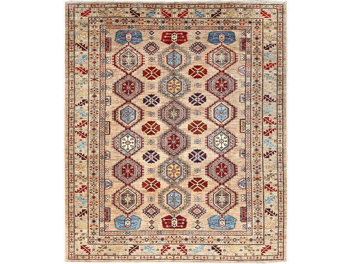 8'6" x 9'10" New Hand Knotted Brown Wool Rectangle Oriental Rug - MOA10286272