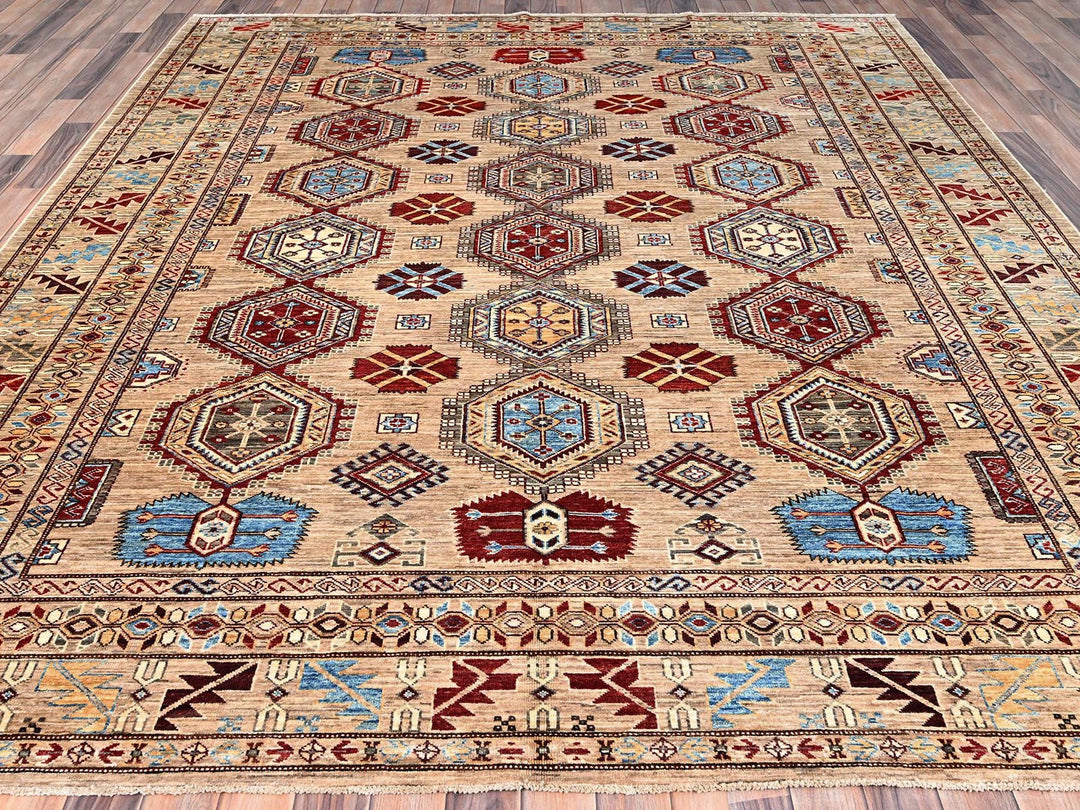 8'6" x 9'10" New Hand Knotted Brown Wool Rectangle Oriental Rug - MOA10286272