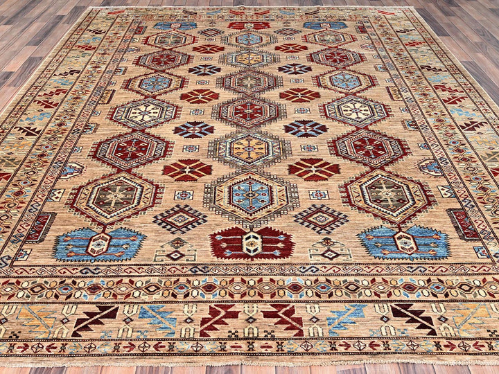 8'6" x 9'10" New Hand Knotted Brown Wool Rectangle Oriental Rug - MOA10286272