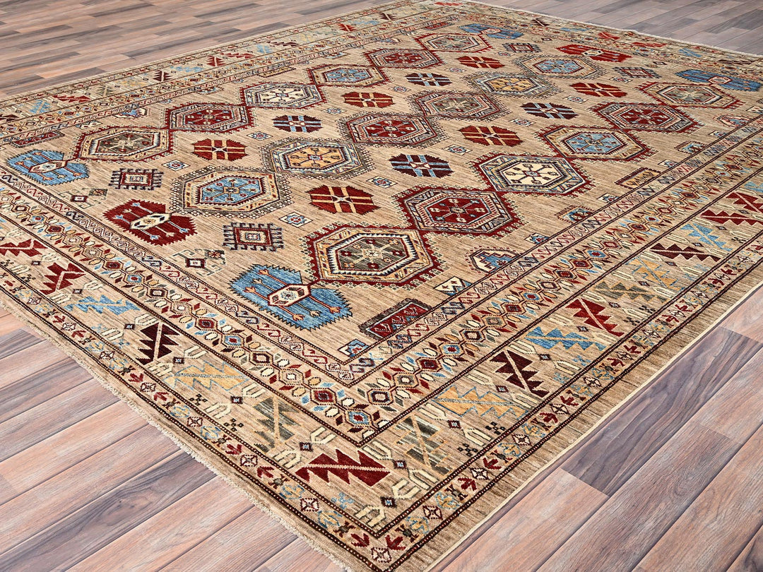 8'6" x 9'10" New Hand Knotted Brown Wool Rectangle Oriental Rug - MOA10286272