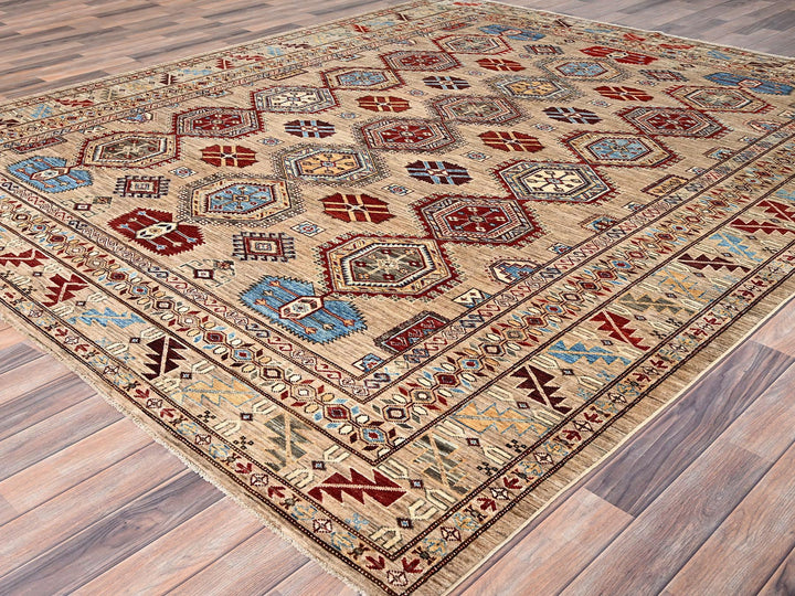 8'6" x 9'10" New Hand Knotted Brown Wool Rectangle Oriental Rug - MOA10286272