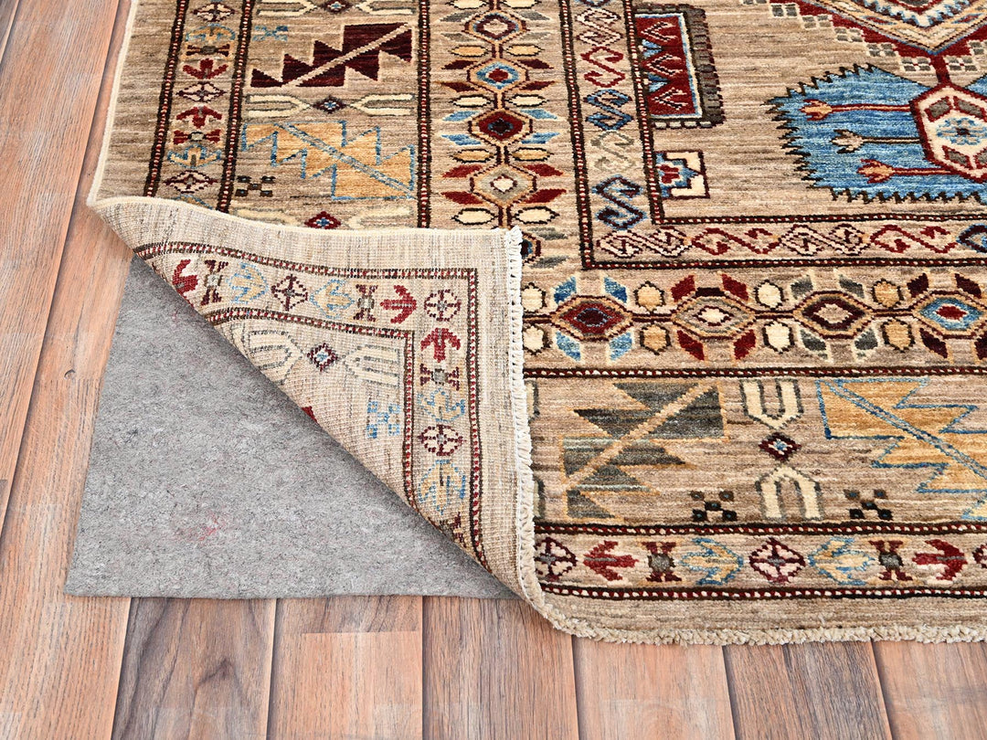 8'6" x 9'10" New Hand Knotted Brown Wool Rectangle Oriental Rug - MOA10286272