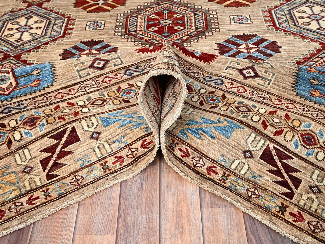 8'6" x 9'10" New Hand Knotted Brown Wool Rectangle Oriental Rug - MOA10286272