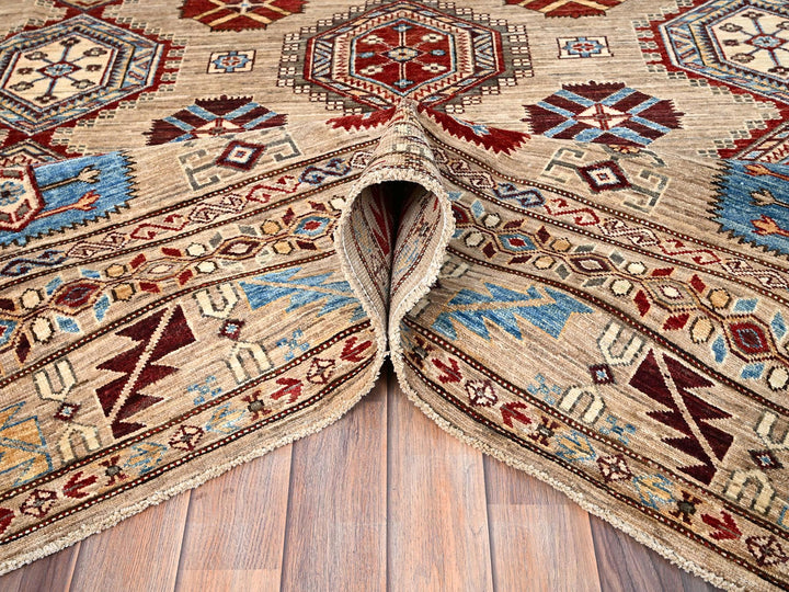 8'6" x 9'10" New Hand Knotted Brown Wool Rectangle Oriental Rug - MOA10286272