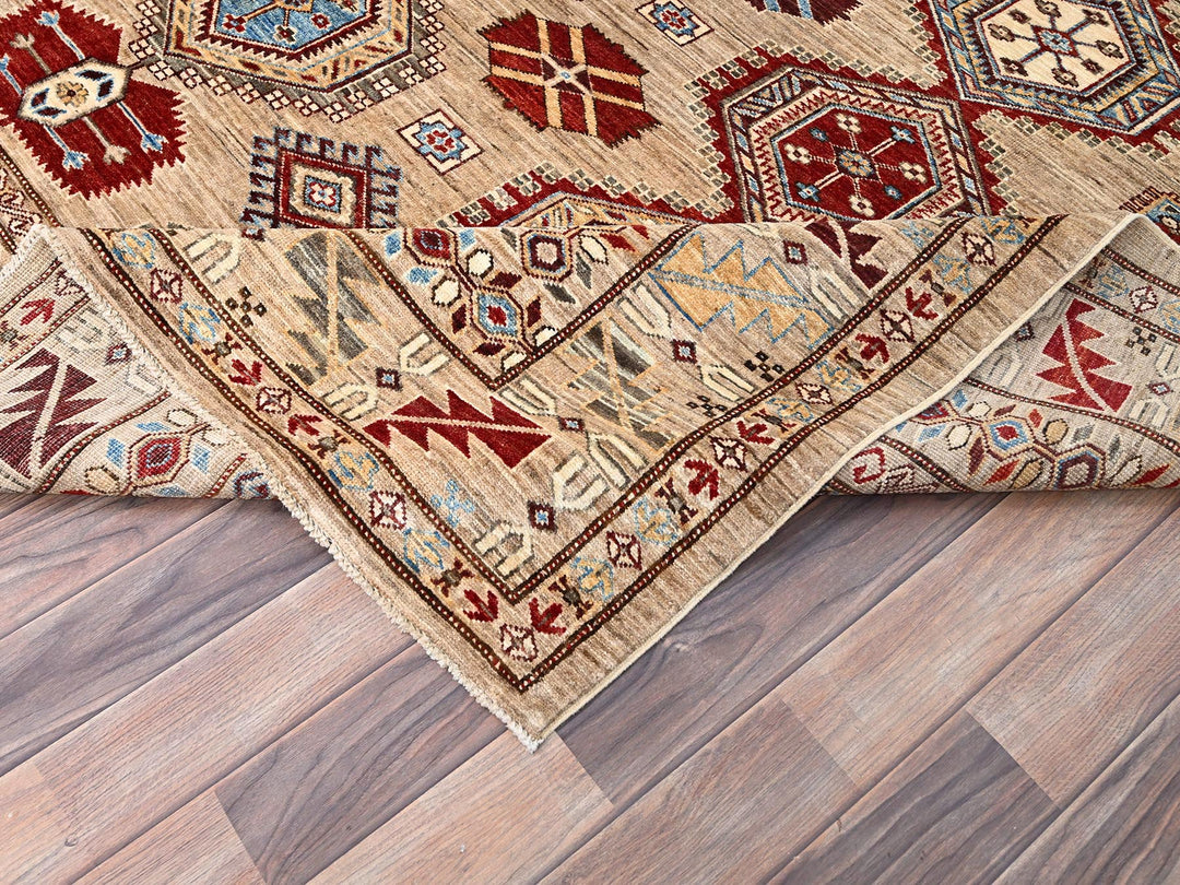 8'6" x 9'10" New Hand Knotted Brown Wool Rectangle Oriental Rug - MOA10286272