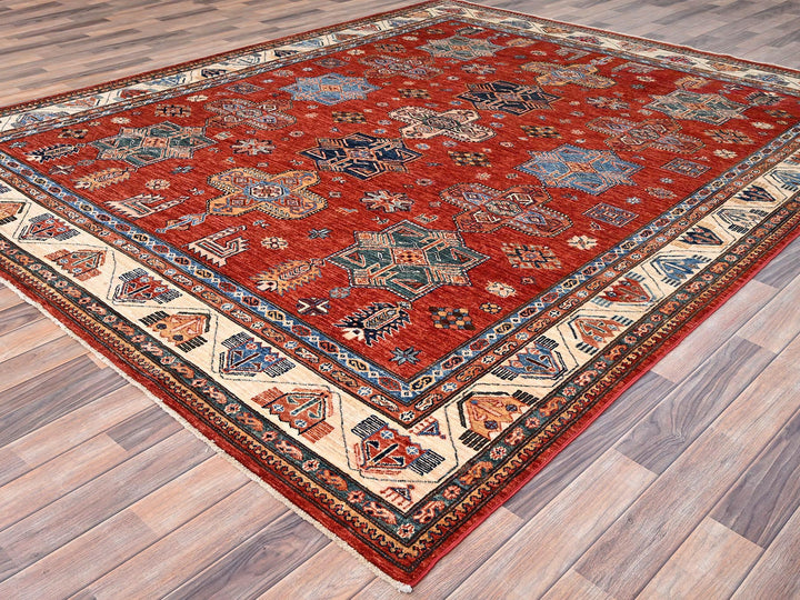 8'2" x 9'10" New Hand Knotted Red Wool Rectangle Oriental Rug - MOA10286273