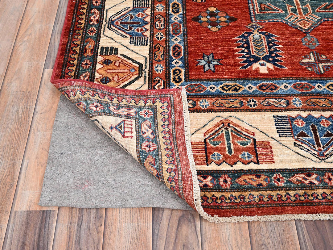 8'2" x 9'10" New Hand Knotted Red Wool Rectangle Oriental Rug - MOA10286273