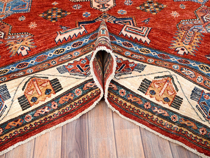 8'2" x 9'10" New Hand Knotted Red Wool Rectangle Oriental Rug - MOA10286273