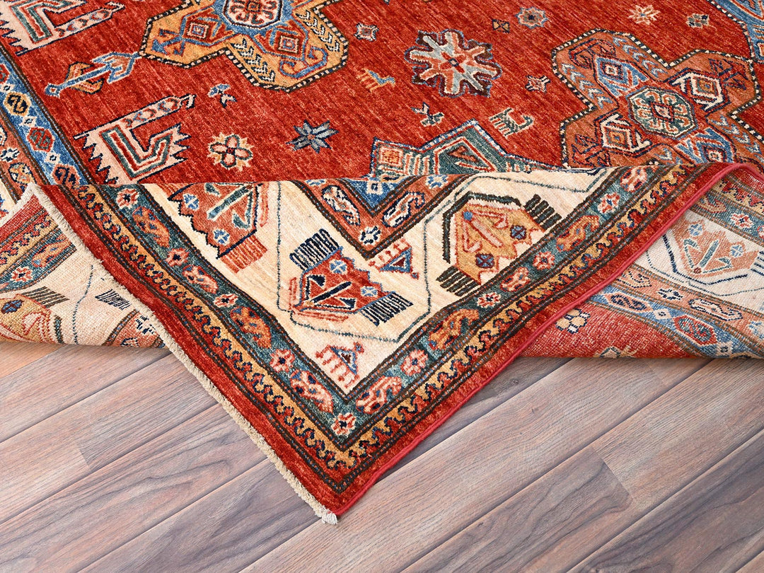 8'2" x 9'10" New Hand Knotted Red Wool Rectangle Oriental Rug - MOA10286273