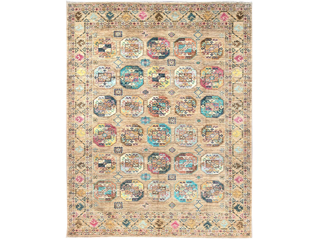 7'11" x 10'0" New Hand Knotted Brown Wool Rectangle Oriental Rug - MOA10286274