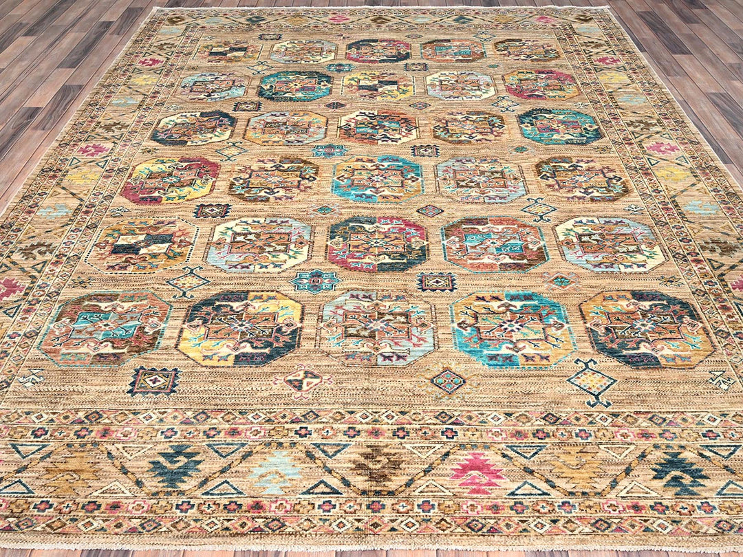 7'11" x 10'0" New Hand Knotted Brown Wool Rectangle Oriental Rug - MOA10286274