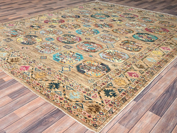 7'11" x 10'0" New Hand Knotted Brown Wool Rectangle Oriental Rug - MOA10286274