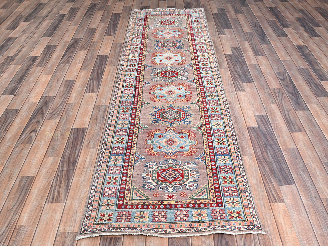 2'7" x 9'3" New Hand Knotted Grey Wool Runner Oriental Rug - MOA10286289