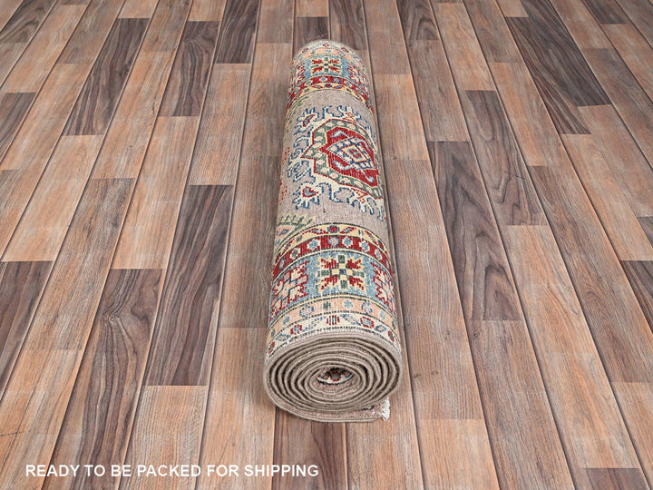 2'7" x 9'3" New Hand Knotted Grey Wool Runner Oriental Rug - MOA10286289