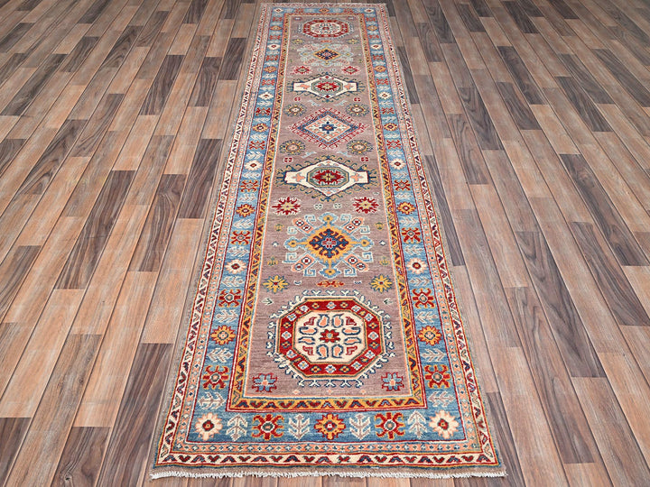 2'6" x 9'2" New Hand Knotted Grey Wool Runner Oriental Rug - MOA10286290