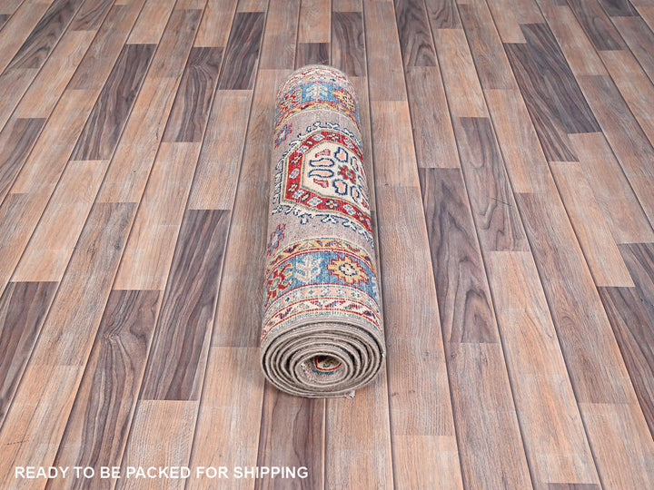 2'6" x 9'2" New Hand Knotted Grey Wool Runner Oriental Rug - MOA10286290