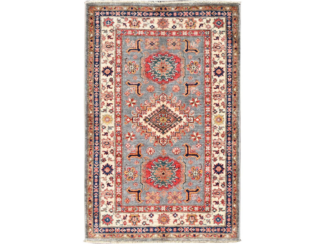 3'4" x 5'1" New Hand Knotted Ivory Wool Rectangle Oriental Rug - MOA10286315