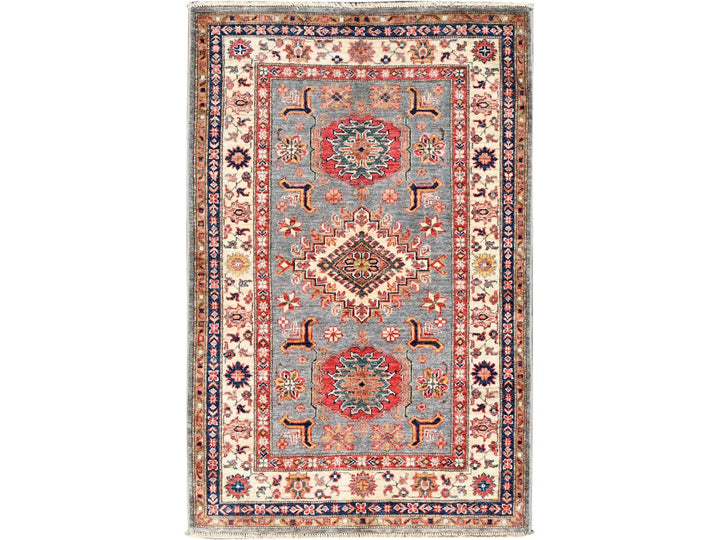 3'4" x 5'1" New Hand Knotted Ivory Wool Rectangle Oriental Rug - MOA10286315