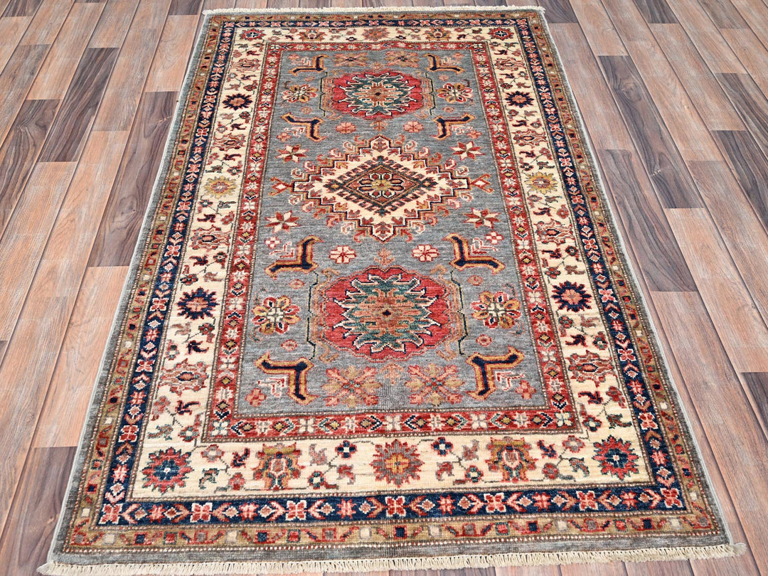 3'4" x 5'1" New Hand Knotted Ivory Wool Rectangle Oriental Rug - MOA10286315