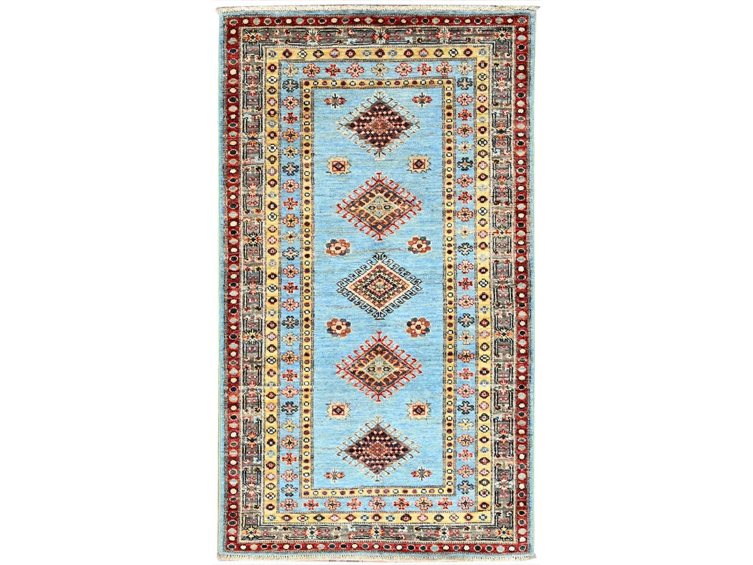 3'0" x 5'2" New Hand Knotted Blue Wool Rectangle Oriental Rug - MOA10286319