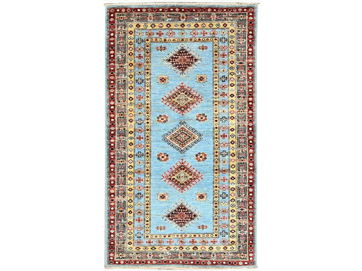 3'0" x 5'2" New Hand Knotted Blue Wool Rectangle Oriental Rug - MOA10286319