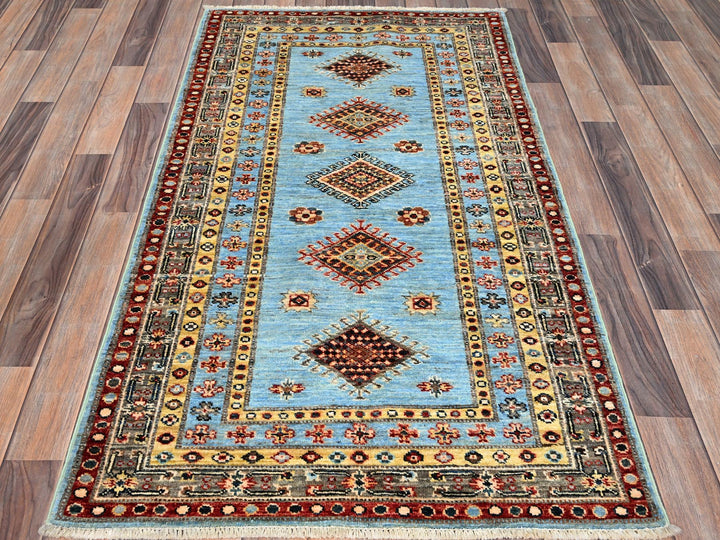 3'0" x 5'2" New Hand Knotted Blue Wool Rectangle Oriental Rug - MOA10286319