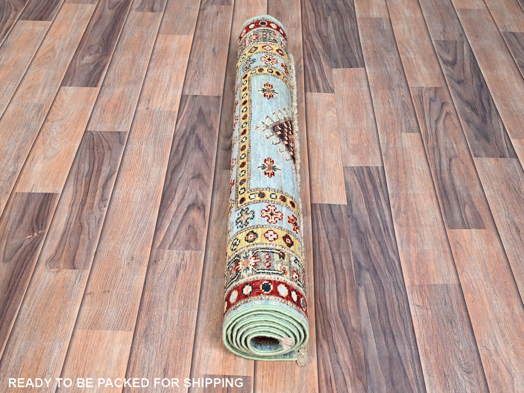 3'0" x 5'2" New Hand Knotted Blue Wool Rectangle Oriental Rug - MOA10286319