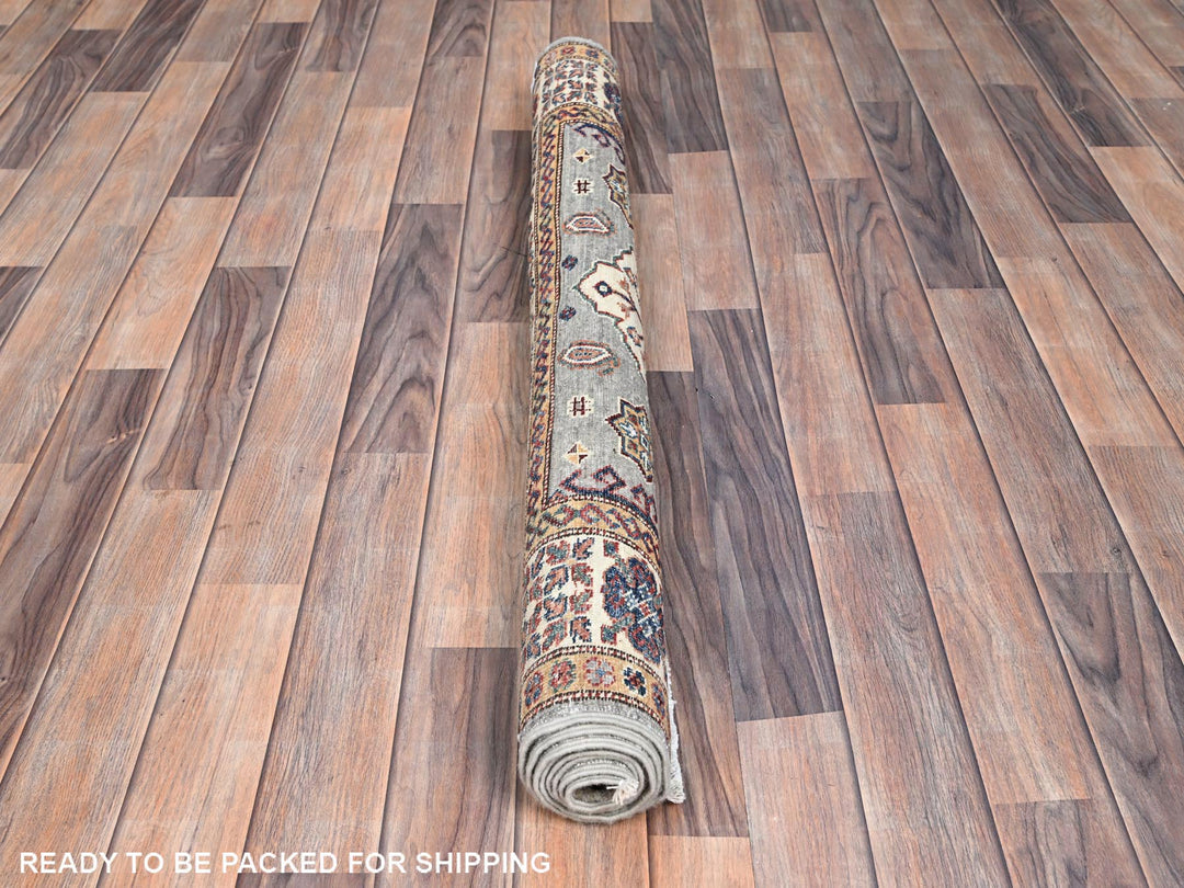 3'11" x 5'11" New Hand Knotted Ivory Wool Rectangle Oriental Rug - MOA10286320