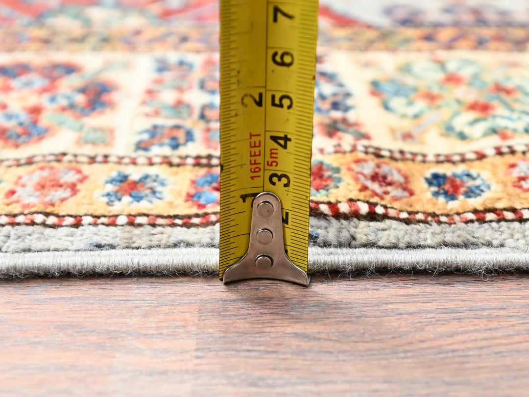 3'11" x 5'11" New Hand Knotted Ivory Wool Rectangle Oriental Rug - MOA10286320