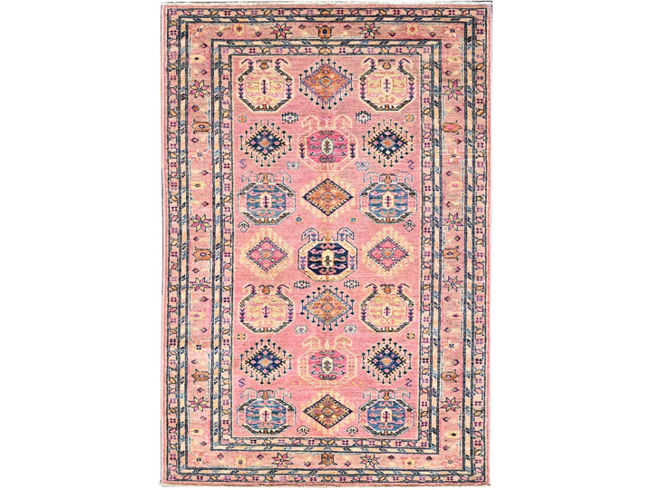 4'0" x 6'0" New Hand Knotted Pink Wool Rectangle Oriental Rug - MOA10286322