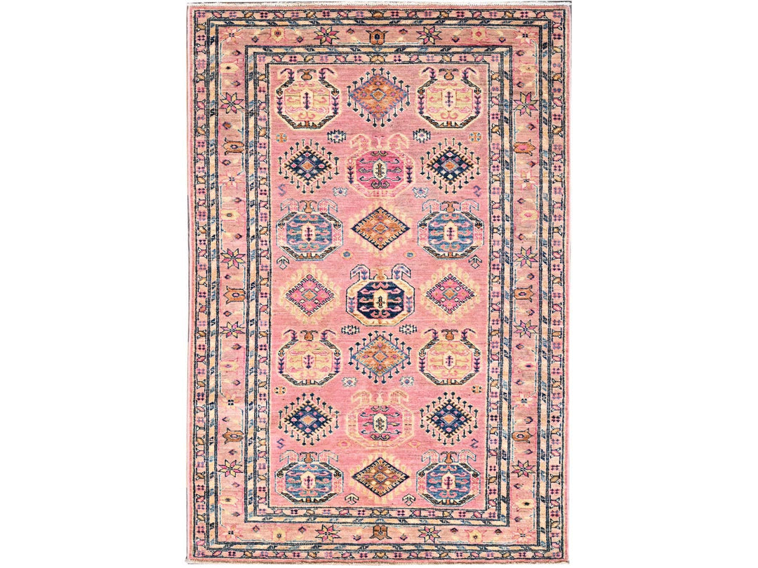4'0" x 6'0" New Hand Knotted Pink Wool Rectangle Oriental Rug - MOA10286322