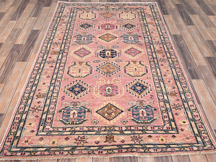 4'0" x 6'0" New Hand Knotted Pink Wool Rectangle Oriental Rug - MOA10286322
