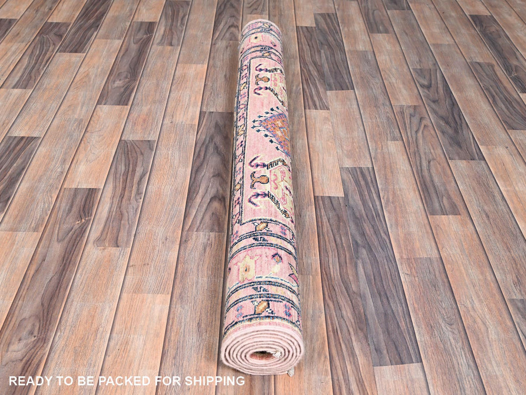 4'0" x 6'0" New Hand Knotted Pink Wool Rectangle Oriental Rug - MOA10286322