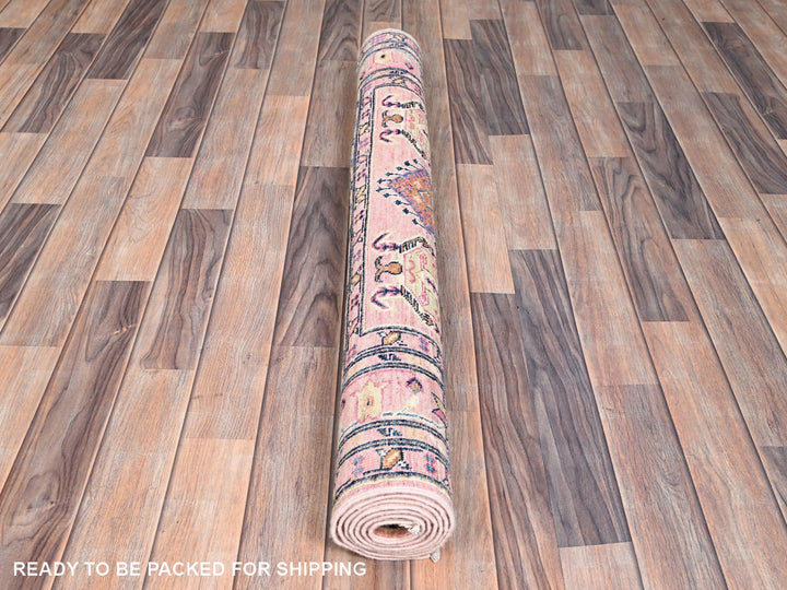 4'0" x 6'0" New Hand Knotted Pink Wool Rectangle Oriental Rug - MOA10286322