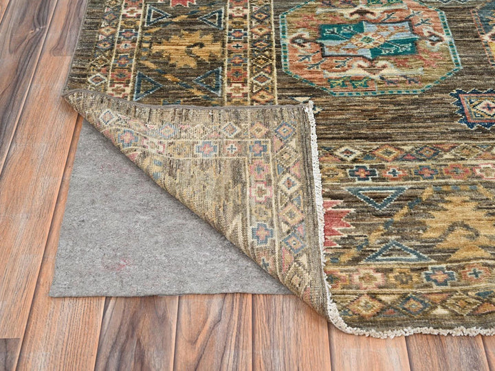 8'5" x 9'11" New Hand Knotted Green Wool Rectangle Oriental Rug - MOA10286341