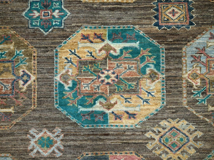 8'5" x 9'11" New Hand Knotted Green Wool Rectangle Oriental Rug - MOA10286341