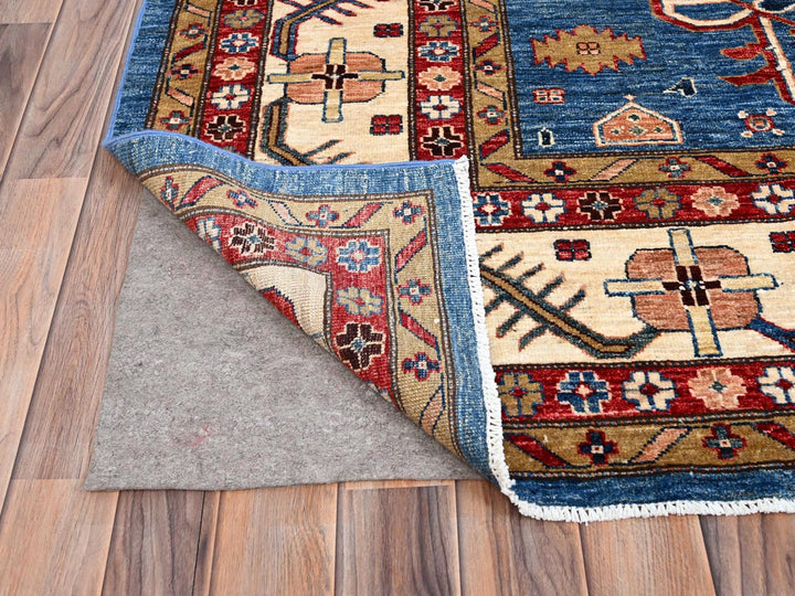 9'11" x 13'5" New Hand Knotted Blue Wool Rectangle Oriental Rug - MOA10286343