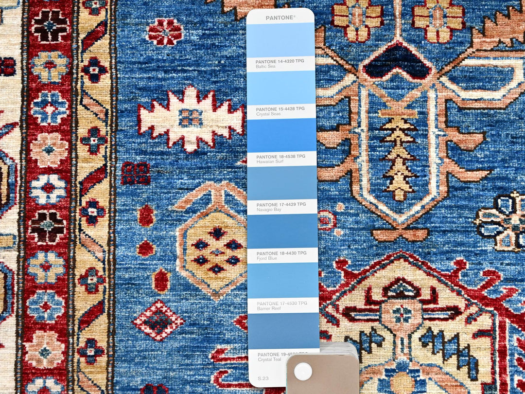 9'11" x 13'5" New Hand Knotted Blue Wool Rectangle Oriental Rug - MOA10286343