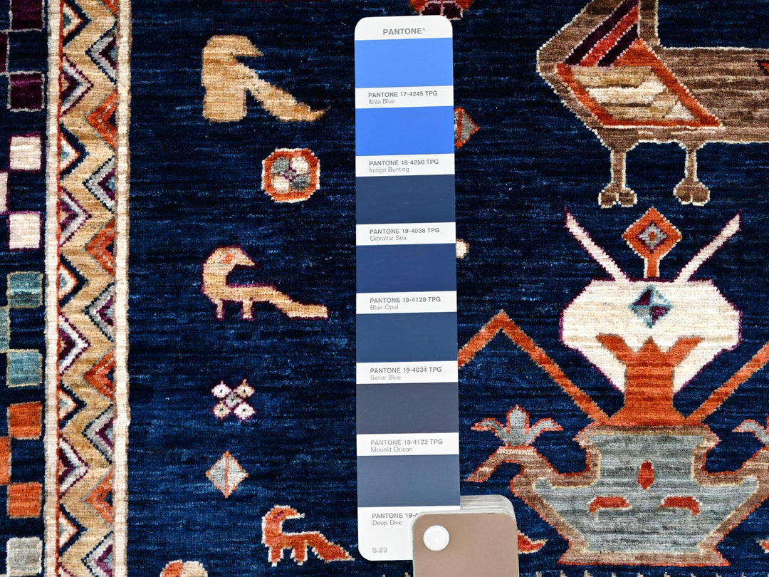 11'5" x 11'9" New Hand Knotted Blue Wool Square Oriental Rug - MOA10286409