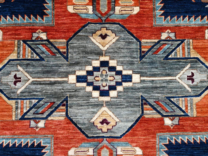 11'5" x 11'9" New Hand Knotted Blue Wool Square Oriental Rug - MOA10286409