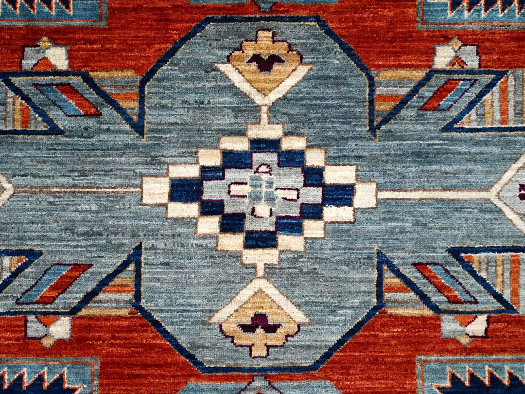 11'7" x 11'7" New Hand Knotted Blue Wool Round Oriental Rug - MOA10286410