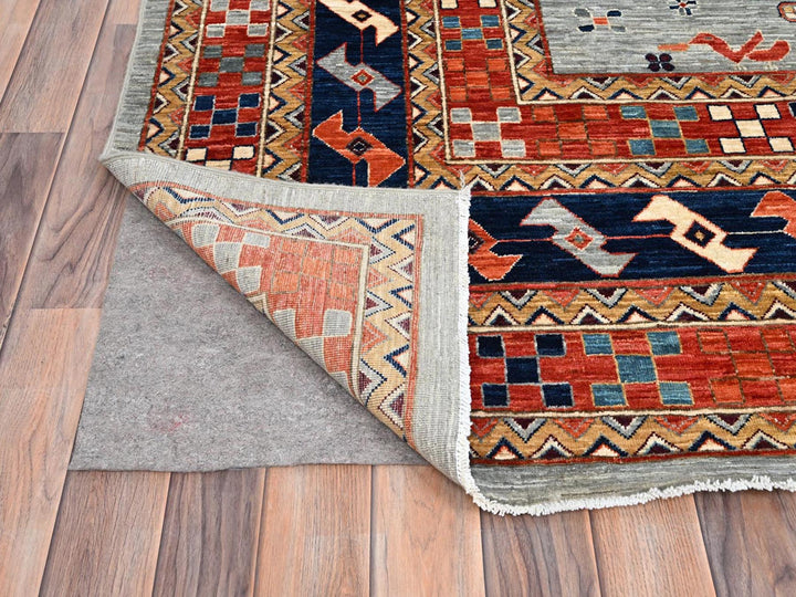 11'6" x 11'9" New Hand Knotted Grey Wool Square Oriental Rug - MOA10286415