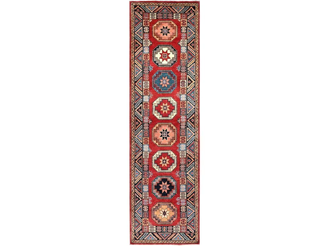 2'8" x 9'9" New Hand Knotted Red Wool Runner Oriental Rug - MOA10286449
